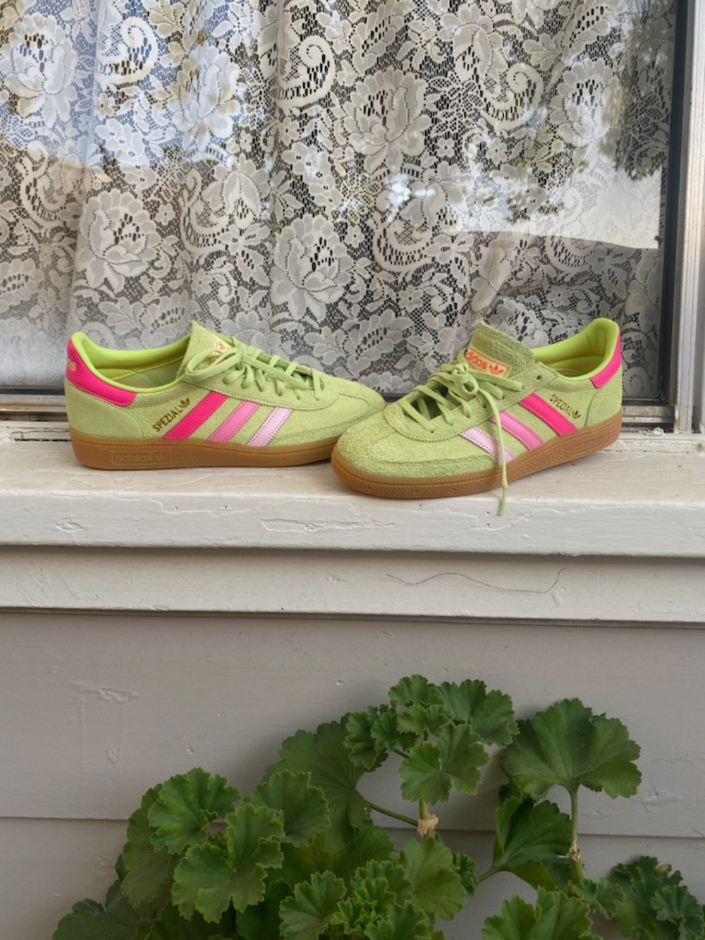 Adidas Spezial Lime & Pink Suede Sneakers